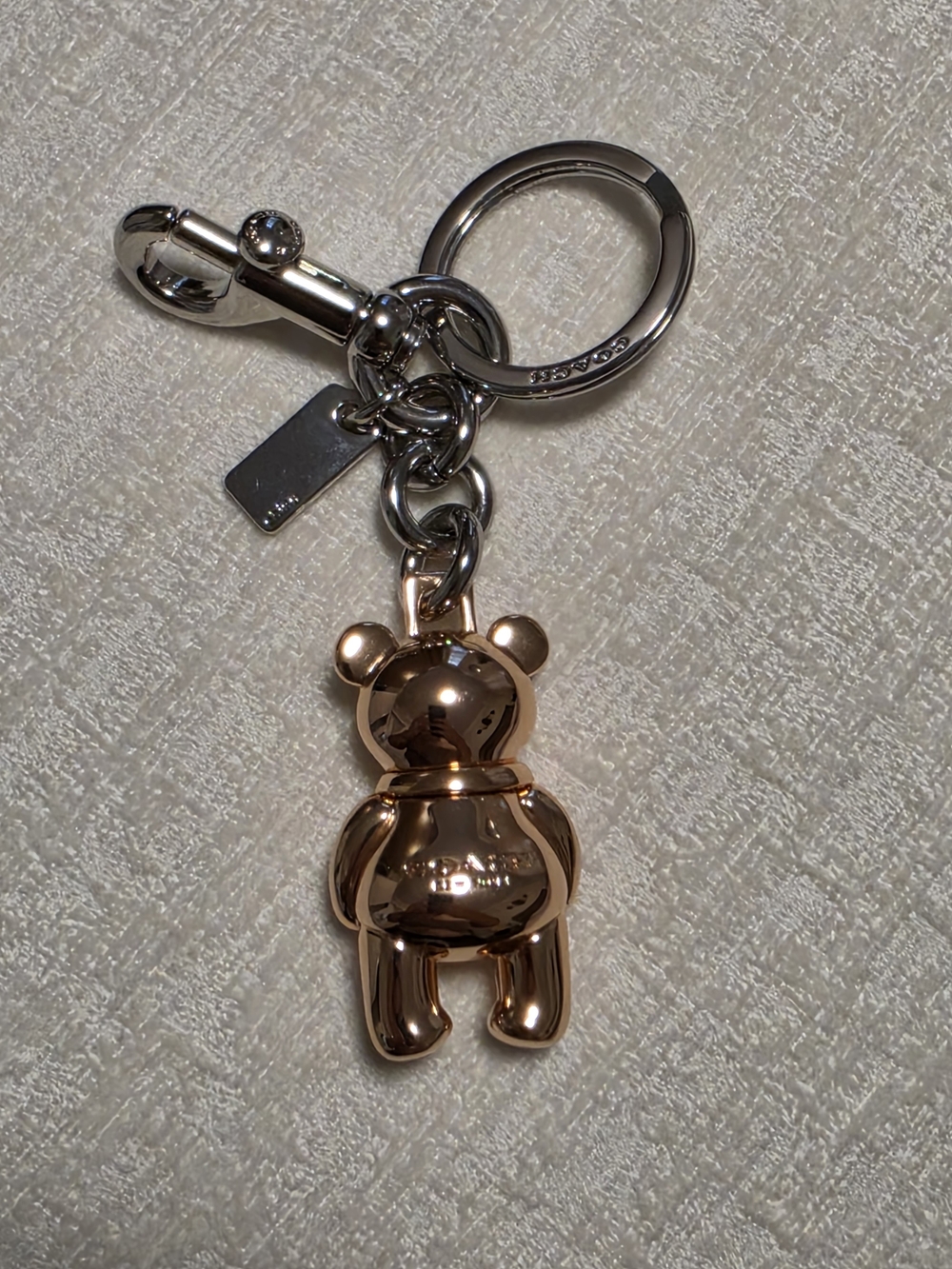 Coach Rose Gold & Silver Bear Keychain Charm - Picture 3 of 4